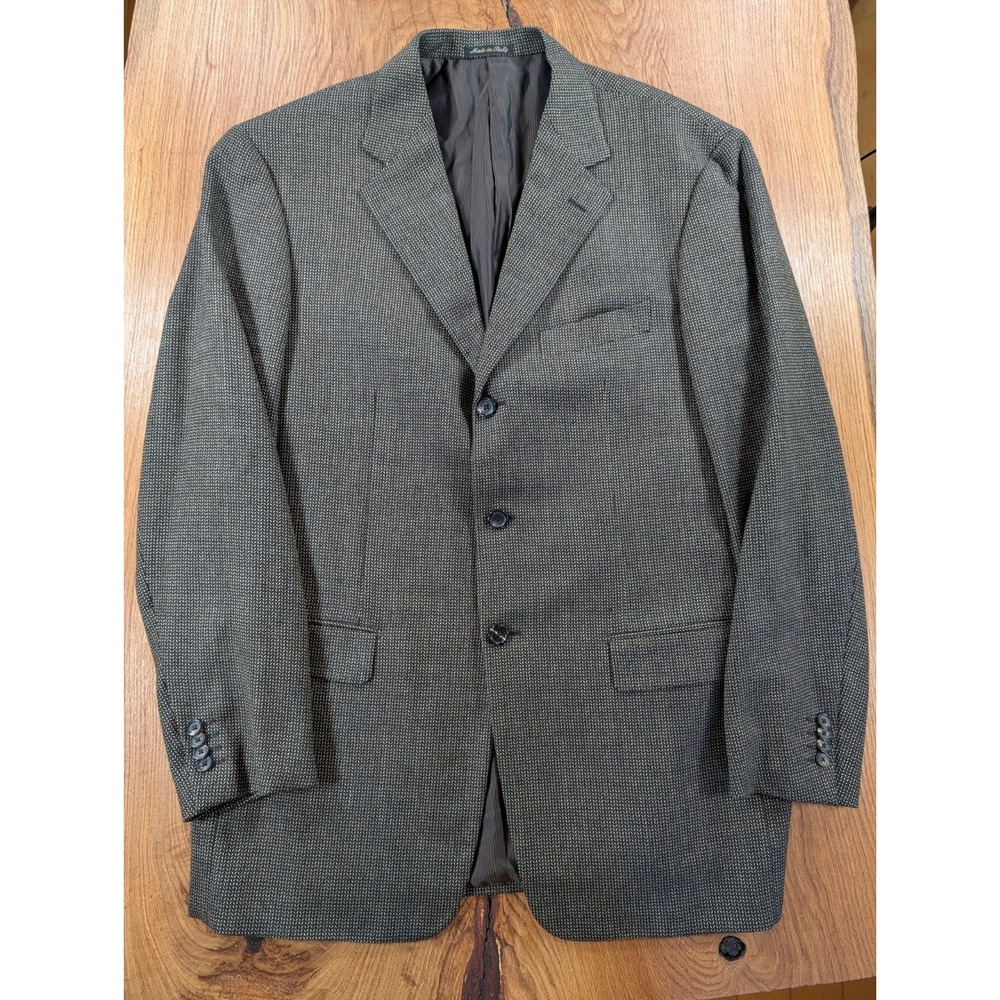 Pal Zileri 56L EU (46L US)‎ Sport Coat Brown Herringbone Virgin Wool Made Italy